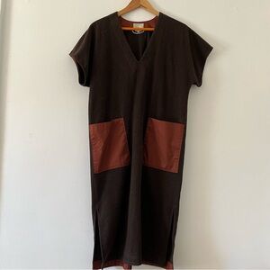 Wilfred Le Fou Wool Cashmere Brown Sweater Dress w Pockets Cottagecore Sz Small